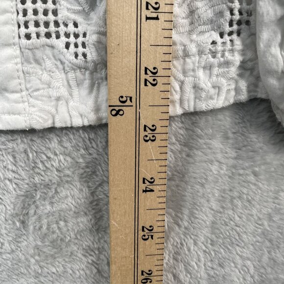 A by Anthropologie Anarok Button Down Womens Small White Eyelet Coat - Picture 7 of 8